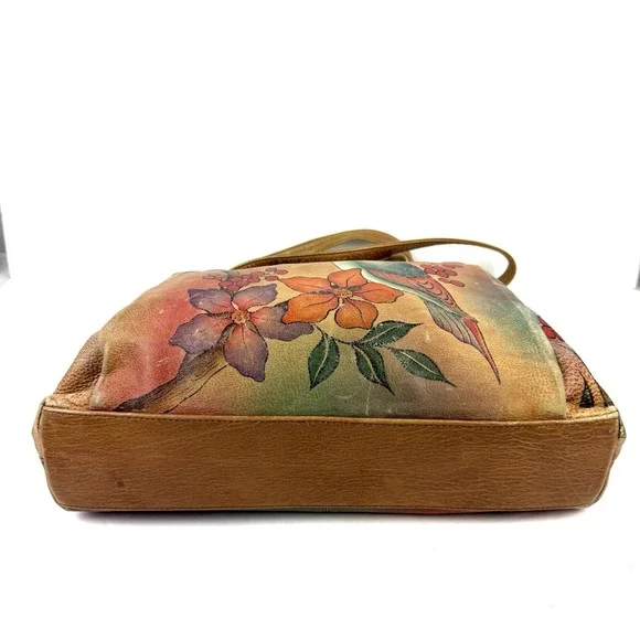 Anna By Anuschka Handbag Hand Painted Toucan Bird Floral Berries Boho - Picture 11 of 16